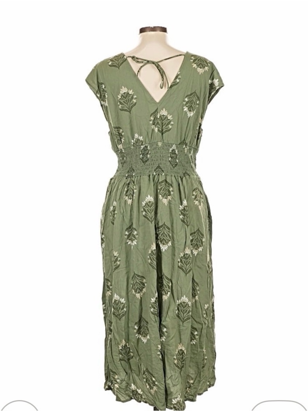 Old Navy Waist-Defined Midi Dress, Olive Green - Picture 3 of 8